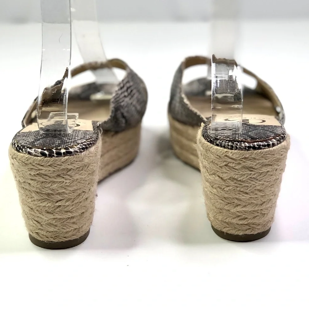 Kelsi Dagger wedge espedrilles slides snakeskin open toe 9